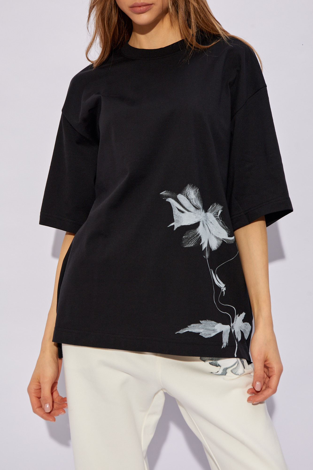 Black T-shirt with floral motif Y-3 Yohji Yamamoto - Vitkac